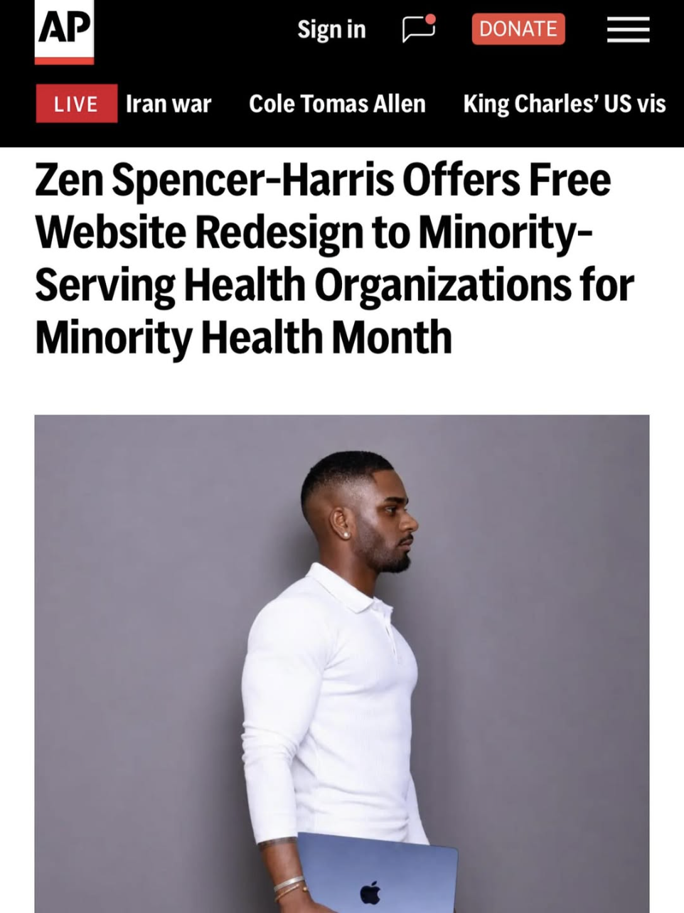 Zen Spencer-Harris featured in an Associated Press article